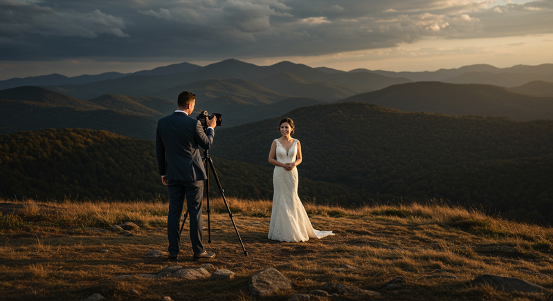 Professional destination wedding photographer capturing couple at scenic location