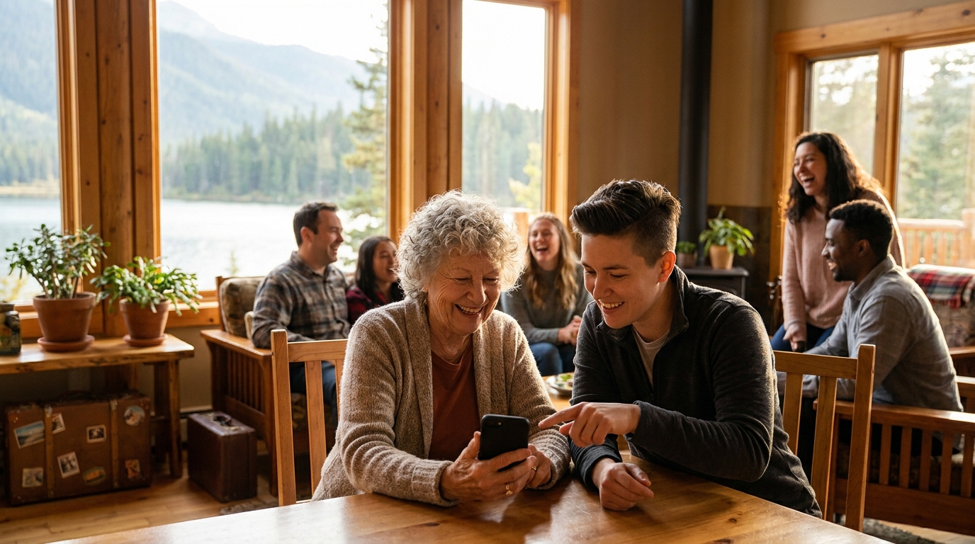 family reunion photo sharing across devices — event moment 2