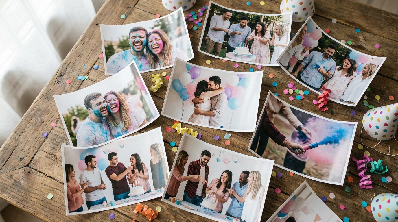 gender reveal party photo collection — event moment 3
